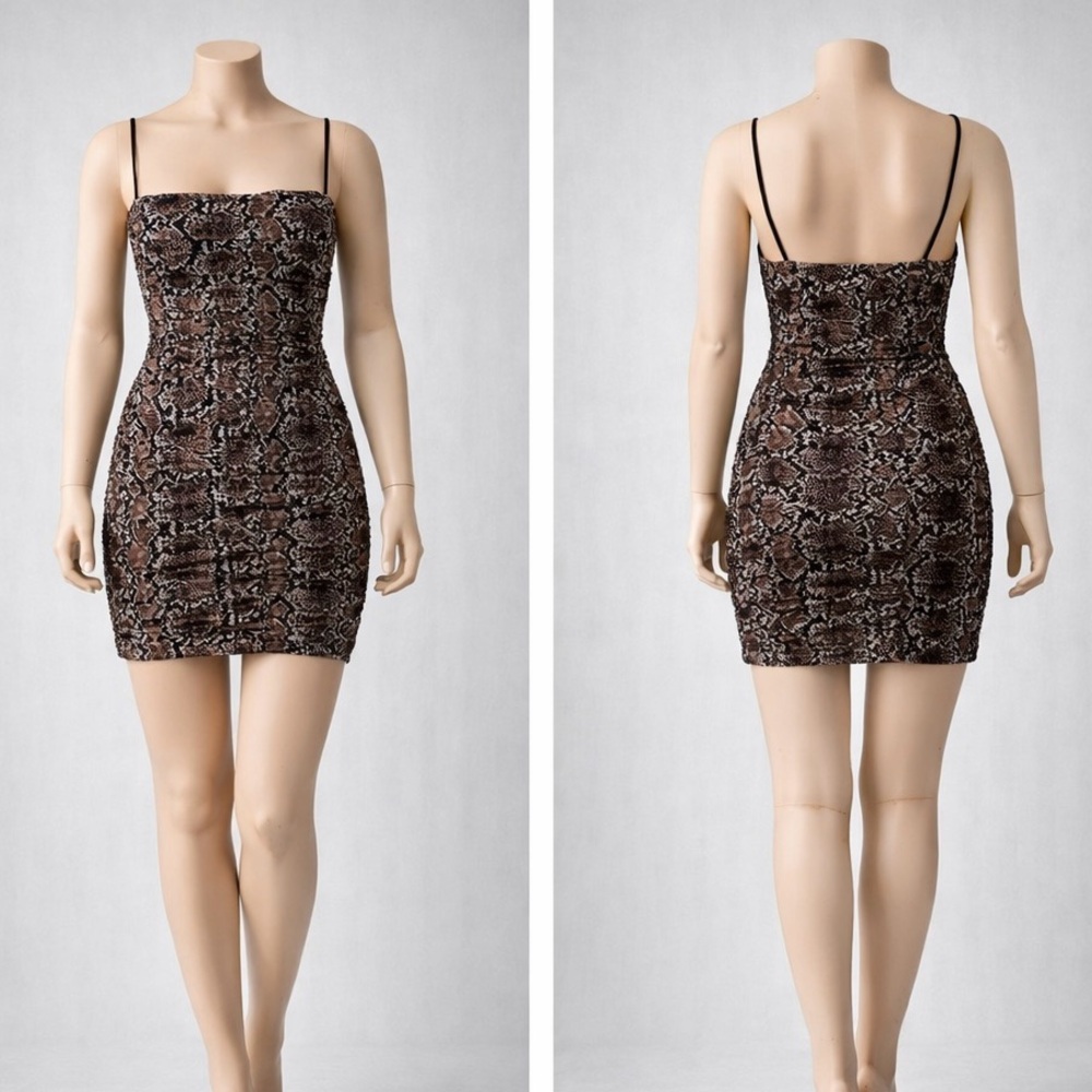 Aritzia Babaton Luxor Snake Print Ruched Dress
